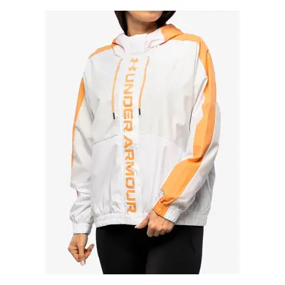 Dámská bunda Under Armour UA Rush Woven FZ Jacket - white/mellow orange