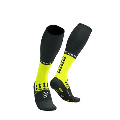 Běžecké ponožky Compressport Full Socks Winter Run - black/safe yellow