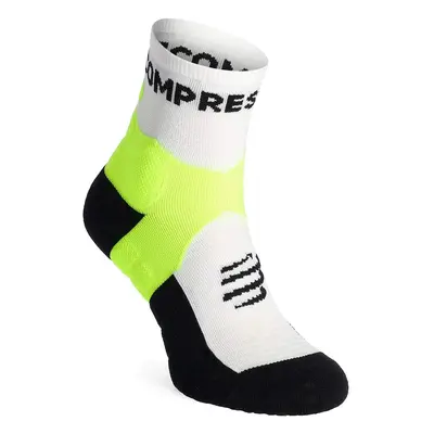 Ponožky na běhání Compressport Ultra Trail Socks v2.0 Low - white/safe yellow