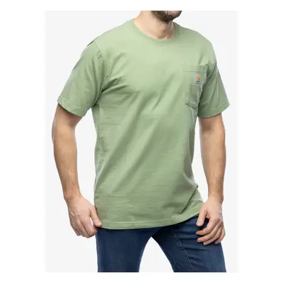 Bavlněné tričko Carhartt K87 Pocket S/S T-Shirt - loden frost heather