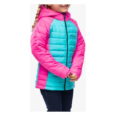 Dívčí bunda Columbia Powder Lite Hooded Jacket - geyser/pink ice/night wave