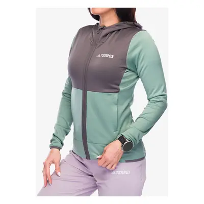 Outdoor mikina dámská adidas TERREX Xperior Light Fleece Hooded Jacket - silver green/charcoal