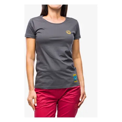 Dámské lezecké triko La Sportiva Climbing on the Moon T-Shirt - carbon/giallo