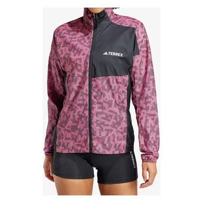 Bunda na běhání dámská adidas TERREX Trail Running Wind Jacket - pink fusion/aurora black