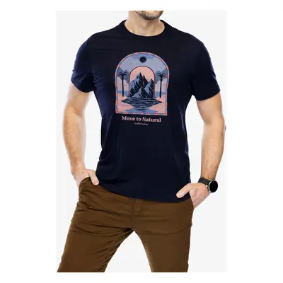 Tričko s potiskem Icebreaker Merino Tech Lite III SS Tee Mountain Gateway - midnight navy