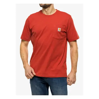 Bavlněné tričko pánské Carhartt K87 Pocket S/S T-Shirt - chili pepper