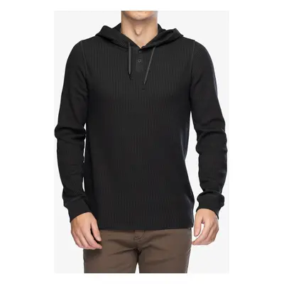 Mikina s kapucí Smartwool Waffle Henley Hoodie - charcoal