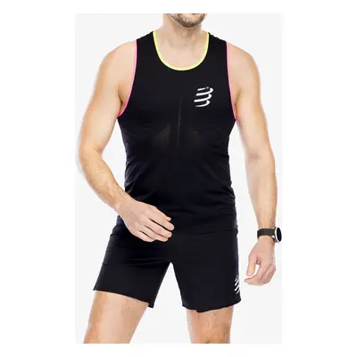 Běžecké tričko Compressport Pro Racing Singlet - black/safe yellow/neo pink