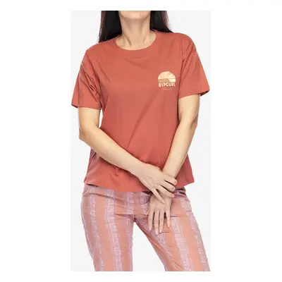 Dámské tričko s potiskem Rip Curl Line Up Relaxed Tee - maroon