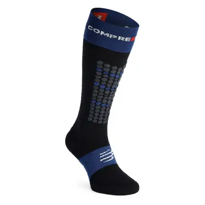 Skialpové ponožky Compressport Alpine Ski Full Socks - black/estate blue