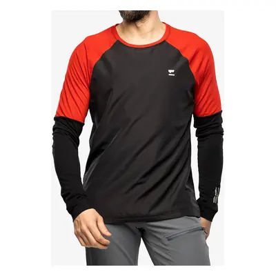 Cyklistická mikina Mons Royale Tarn Merino Shift Wind Jersey - retro red/black