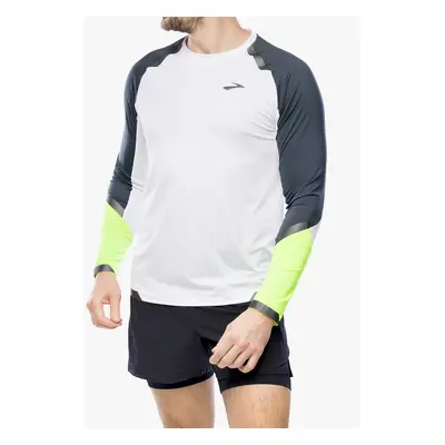 Mikina na běh Brooks Run Visible Long Sleeve - white/asphalt/nightlife