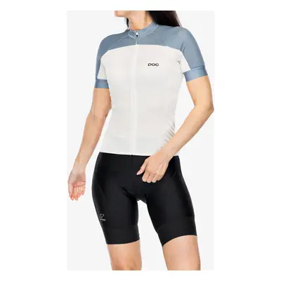 Dámské cyklistické triko POC Essential Road Logo Jersey - okenite off-white/calcite blue