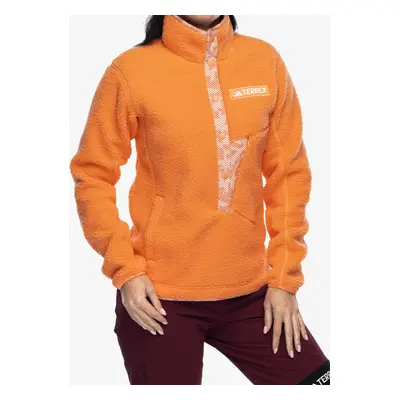 Fleecová mikina dámská adidas TERREX Xploric High Pile Fleece Pullover - amber tint