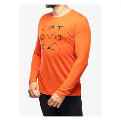 Tričko s dlouhým rukávem Ortovox Merino Brand Outline LS - hot orange