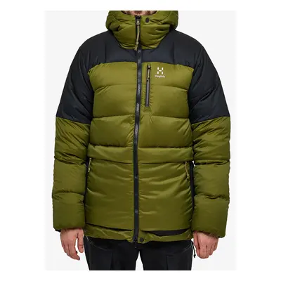 Péřová bunda Haglofs Riksgransen Down Hood - olive green/true black