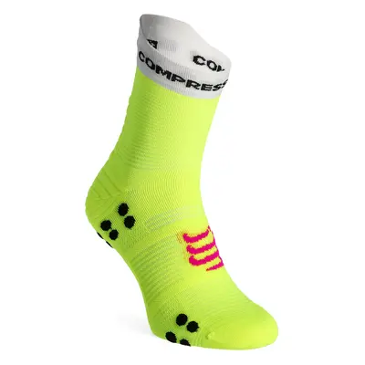 Ponožky na běhání Compressport Pro Racing Socks v4.0 Run High - safe yellow/white