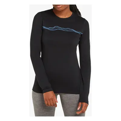 Dámská funkční mikina Icebreaker Merino Oasis LS Crewe Mountain Pulse - black