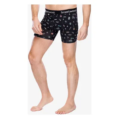 Funkční boxerky Smartwool Merino Print Boxer Brief Boxed - black gone camping