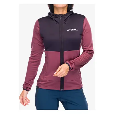 Outdoor mikina dámská adidas TERREX Xperior Light Fleece Hooded Jacket - quiet crimson/aurora bl