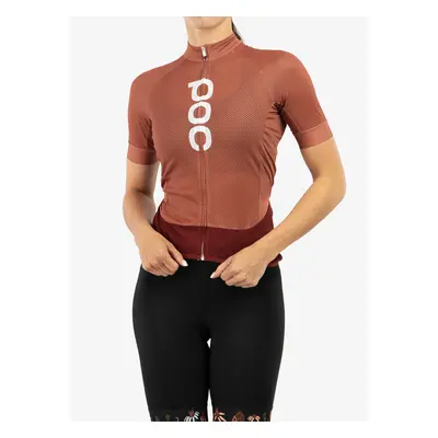 Dámské cyklistické tričko POC Essential Road Logo Jersey - salt/red