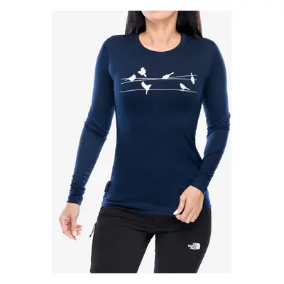 Dámské triko s dlouhým rukávem Sensor Merino Active Songbirds Tee LS - deep blue