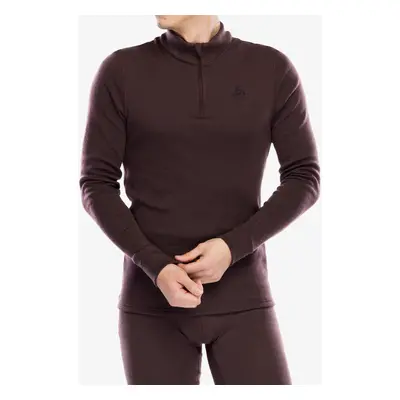 Funkční mikina Odlo Merino BL Top Turtle Neck LS Half Zip - fudge