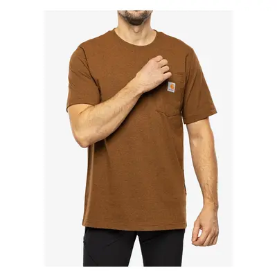 Bavlněné tričko Carhartt K87 Pocket S/S T-Shirt - oiled walnut heather