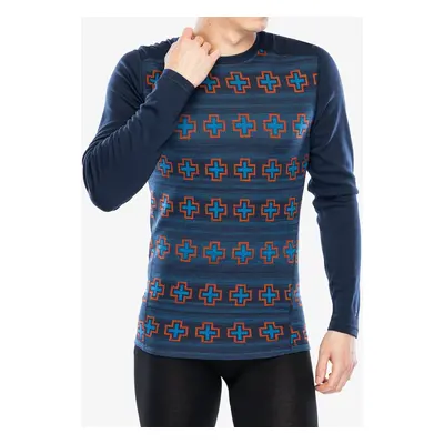 Funkční mikina SmartWool Merino Baselayer Crew - deep navy paths crossed