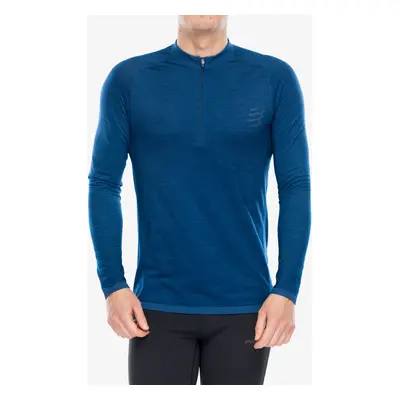 Mikina na běh Compressport Trail HZ LS Tshirt - poseidon