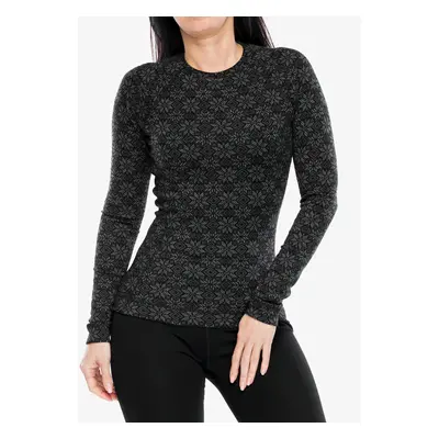 Dámská funkční mikina SmartWool Merino Baselayer Crew - black digi snow