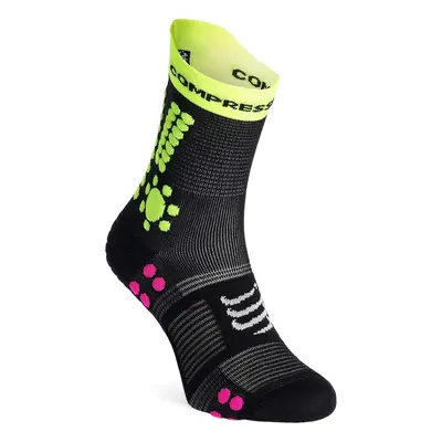 Ponožky na běhání Compressport Pro Racing Socks v4.0 Trail - black/safe yellow/neo pink