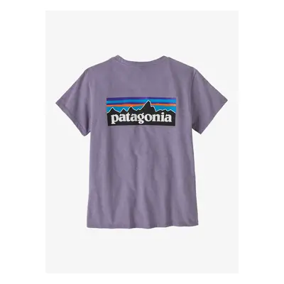 Bavlněné tričko dámské Patagonia P-6 Logo Responsibili-Tee - concrete purple