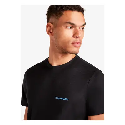 Merino triko Icebreaker Merino Tech Lite SS Tee IB Wordmark - black