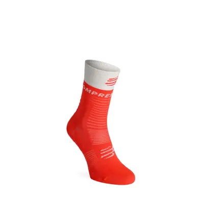 Běžecké ponožky Compressport Mid Compression Socks V2.0 - fluo red/white