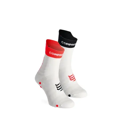 Ponožky na běhání Compressport Pro Racing v4.0 UL Run High - white/fluo red/black