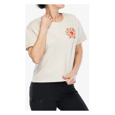 Dámské tričko s potiskem Fjallraven Fjallblomster Logo T-shirt - chalk white