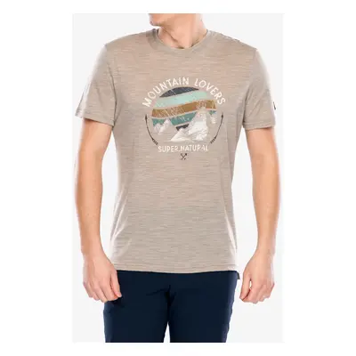 Merino triko Super.natural Northern Lights Tee - vintage khaki melange/various