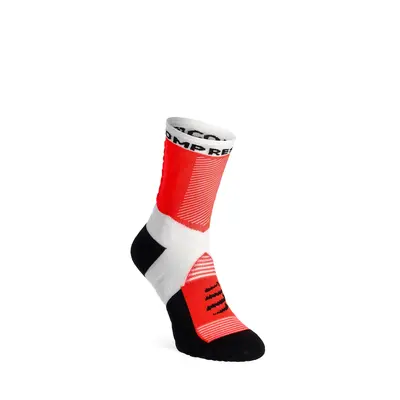 Ponožky na běhání Compressport Ultra Trail Socks v2.0 - white/fluo red