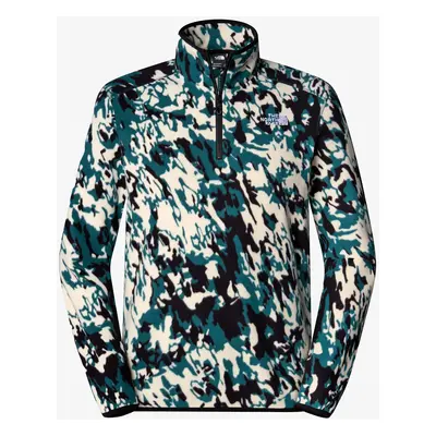 Fleece mikina The North Face Glacier Printed 1/4 Zip - deep nori trail grid