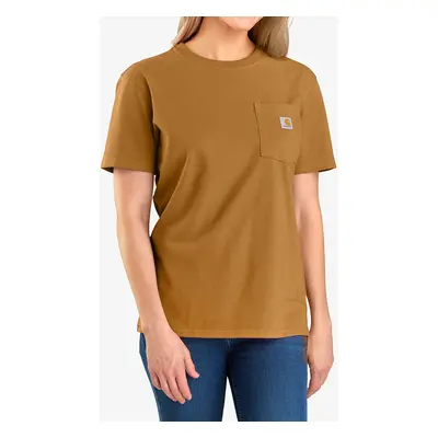 Bavlněné tričko dámské Carhartt Workwear Pocket S/S T-Shirt - carhartt brown