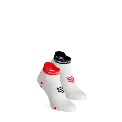 Ponožky na běhání Compressport Pro Racing Socks v4.0 UL Run Low - white/fluo red/black