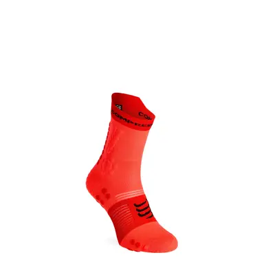 Ponožky na běhání Compressport Pro Racing Socks v4.0 Trail - fluo red/black