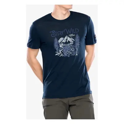 Merino triko Super.natural Better A Fish Than Me Tee - blueberry/various