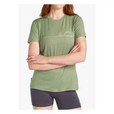 Merino triko dámské Icebreaker Merino Tech Lite SS Tee Single Line Camp - lichen