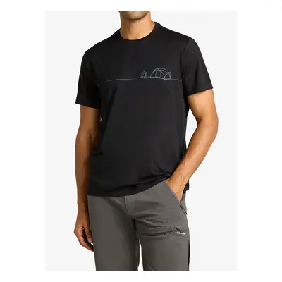 Merino triko Icebreaker Merino Tech Lite SS Tee Single Line Camp - black