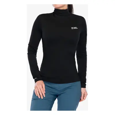 Dámské triko s dlouhým rukávem Mons Royale Diversion Merino Mock Neck Long Sleeve - black