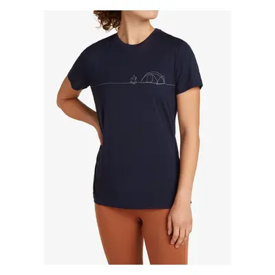 Merino triko dámské Icebreaker Merino Tech Lite SS Tee Single Line Camp - midnight navy