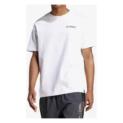 Bavlněné tričko adidas TERREX Nat Geo UF AEROREADY Graphic T-Shirt - white