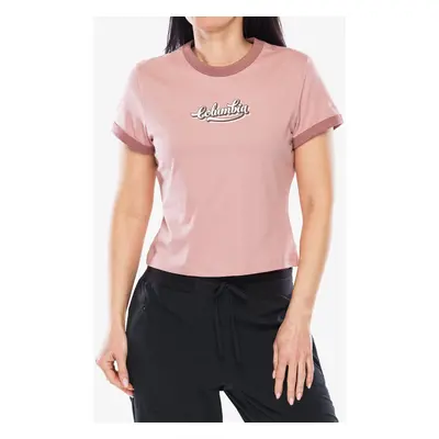 Bavlněné tričko dámské Columbia Rolling Bend Graphic Ringer Tee - eraser pink/elevated script